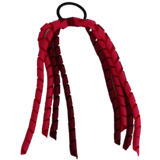 School Hair Accessories School Uniform Hair Tie Curly Ponytail Streamer - Burgundy Base & Top Ribbon Girls Hair Tie Pinkberry Kisses Burgundy Shocking Pink