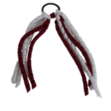 School Hair Accessories School Uniform Hair Tie Curly Ponytail Streamer - Burgundy Base & Top Ribbon Girls Hair Tie Pinkberry Kisses Burgundy White