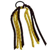 School Hair Accessories Curly Ponytail Streamer - Daffodil Yellow Base & Top Ribbon Hair Tie Pinkberry Kisses Daffodil Yellow Brown