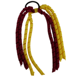 School Hair Accessories School Uniform Hair Tie Curly Ponytail Streamer - Burgundy Base & Top Ribbon Girls Hair Tie Pinkberry Kisses Burgundy Daffodil Yellow