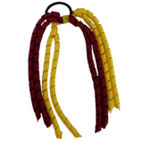 School Hair Accessories Curly Ponytail Streamer - Daffodil Yellow Base & Top Ribbon Hair Tie Pinkberry Kisses Daffodil Yellow Burgundy