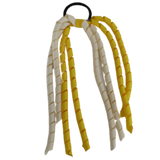 School Hair Accessories Curly Ponytail Streamer - Daffodil Yellow Base & Top Ribbon Hair Tie Pinkberry Kisses Daffodil Yellow Cream Ivory