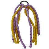 School Hair Accessories Curly Ponytail Streamer - Daffodil Yellow Base & Top Ribbon Hair Tie Pinkberry Kisses Daffodil Yellow Light Orchid