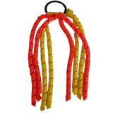 School Hair Accessories Curly Ponytail Streamer - Daffodil Yellow Base & Top Ribbon Hair Tie Pinkberry Kisses Daffodil Yellow Neon Orange