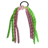 School Hair Accessories Curly Ponytail Streamer - Key Lime Base & Top Ribbon Hair Tie Pinkberry Kisses Key Lime Light Pink
