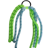 School Hair Accessories Curly Ponytail Streamer - Key Lime Base & Top Ribbon Hair Tie Pinkberry Kisses Key Lime Light blue