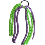 School Hair Accessories Curly Ponytail Streamer - Key Lime Base & Top Ribbon Hair Tie Pinkberry Kisses Key Lime Light Orchid