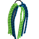School Hair Accessories Curly Ponytail Streamer - Key Lime Base & Top Ribbon Hair Tie Pinkberry Kisses Key Lime Methyl Blue