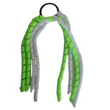 School Hair Accessories Curly Ponytail Streamer - Key Lime Base & Top Ribbon Hair Tie Pinkberry Kisses Key Lime White