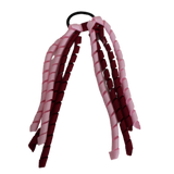School Hair Accessories School Uniform Hair Tie Curly Ponytail Streamer Girls Hair Tie Pinkberry Kisses Light Pink Burgundy