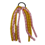 School Hair Accessories School Uniform Hair Tie Curly Ponytail Streamer Girls Hair Tie Pinkberry Kisses Light Pink Daffodil Yellow