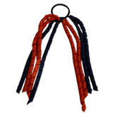 School Hair Accessories Curly Ponytail Streamer - Navy Blue Base & Top Ribbon Hair Tie Pinkberry Kisses Navy Blue Autumn Orange