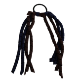 School Hair Accessories Curly Ponytail Streamer - Navy Blue Base & Top Ribbon Hair Tie Pinkberry Kisses Navy Blue Brown