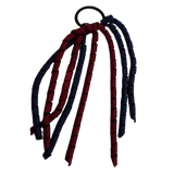 School Hair Accessories School Uniform Hair Tie Curly Ponytail Streamer - Burgundy Base & Top Ribbon Girls Hair Tie Pinkberry Kisses Burgundy Navy Blue