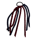 School Hair Accessories Curly Ponytail Streamer - Navy Blue Base & Top Ribbon Hair Tie Pinkberry Kisses Navy Blue Burgundy