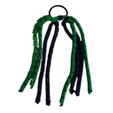 School Hair Accessories School Uniform Hair Tie Curly Ponytail Streamer - Emerald Green Base & Top Ribbon Girls Hair Tie Pinkberry Kisses Emerald Green Navy Blue