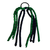 School Hair Accessories Curly Ponytail Streamer - Navy Blue Base & Top Ribbon Hair Tie Pinkberry Kisses Navy Blue Emerald Green