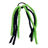 School Hair Accessories Curly Ponytail Streamer - Key Lime Base & Top Ribbon Hair Tie Pinkberry Kisses Key Lime Navy Blue