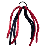 School Hair Accessories Curly Ponytail Streamer - Navy Blue Base & Top Ribbon Hair Tie Pinkberry Kisses Navy Blue Shocking Pink
