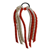 School Hair Accessories School Uniform Hair Tie Curly Ponytail Streamer - Burgundy Base & Top Ribbon Girls Hair Tie Pinkberry Kisses Autumn Orange Cream Ivory