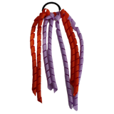School Hair Accessories School Uniform Hair Tie Curly Ponytail Streamer - Burgundy Base & Top Ribbon Girls Hair Tie Pinkberry Kisses Autumn Orange Light Orchid