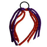 School Hair Accessories School Uniform Hair Tie Curly Ponytail Streamer - Burgundy Base & Top Ribbon Girls Hair Tie Pinkberry Kisses Autumn Orange Purple