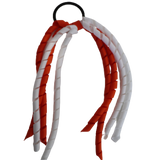 School Hair Accessories School Uniform Hair Tie Curly Ponytail Streamer - Burgundy Base & Top Ribbon Girls Hair Tie Pinkberry Kisses Autumn Orange White
