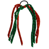 School Hair Accessories School Uniform Hair Tie Curly Ponytail Streamer - Emerald Green Base & Top Ribbon Girls Hair Tie Pinkberry Kisses Emerald Green Neon Orange