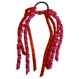 School Hair Accessories School Uniform Hair Tie Curly Ponytail Streamer - Burgundy Base & Top Ribbon Girls Hair Tie Pinkberry Kisses Autumn Orange Hot Pink