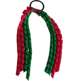 School Hair Accessories School Uniform Hair Tie Curly Ponytail Streamer - Emerald Green Base & Top Ribbon Girls Hair Tie Pinkberry Kisses Emerald Green Shocking pink