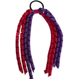 School Hair Accessories School Uniform Hair Tie Curly Ponytail Streamer - Shocking Pink Base & Top Ribbon Girls Hair Tie Pinkberry Kisses Shocking Pink Grape