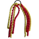 School Hair Accessories School Uniform Hair Tie Curly Ponytail Streamer - Shocking Pink Base & Top Ribbon Girls Hair Tie Pinkberry Kisses Shocking Pink Lemon Yellow
