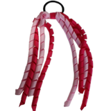 School Hair Accessories School Uniform Hair Tie Curly Ponytail Streamer - Shocking Pink Base & Top Ribbon Girls Hair Tie Pinkberry Kisses Shocking Pink Light Pink