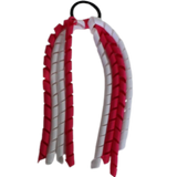 School Hair Accessories School Uniform Hair Tie Curly Ponytail Streamer - Shocking Pink Base & Top Ribbon Girls Hair Tie Pinkberry Kisses Shocking Pink White