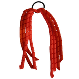 School Hair Accessories School Uniform Hair Tie Curly Ponytail Streamer - Neon Orange Base & Top Ribbon Girls Hair Tie Pinkberry Kisses Neon Orange Autumn Orange