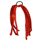 School Hair Accessories School Uniform Hair Tie Curly Ponytail Streamer - Burgundy Base & Top Ribbon Girls Hair Tie Pinkberry Kisses Autumn Orange Neon orange