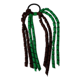 School Hair Accessories School Uniform Hair Tie Curly Ponytail Streamer - Emerald Green Base & Top Ribbon Girls Hair Tie Pinkberry Kisses Emerald Green Brown