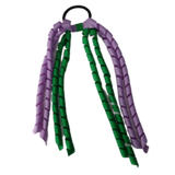 School Hair Accessories School Uniform Hair Tie Curly Ponytail Streamer - Emerald Green Base & Top Ribbon Girls Hair Tie Pinkberry Kisses Emerald Green Light Orchid