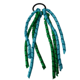 School Hair Accessories School Uniform Hair Tie Curly Ponytail Streamer - Emerald Green Base & Top Ribbon Girls Hair Tie Pinkberry Kisses Emerald Green Misty Turquoise