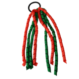School Hair Accessories School Uniform Hair Tie Curly Ponytail Streamer - Emerald Green Base & Top Ribbon Girls Hair Tie Pinkberry Kisses Emerald Green Neon Orange