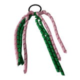 School Hair Accessories School Uniform Hair Tie Curly Ponytail Streamer Girls Hair Tie Pinkberry Kisses Light Pink Emerald Green