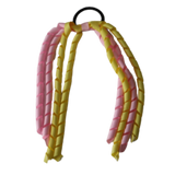School Hair Accessories School Uniform Hair Tie Curly Ponytail Streamer Girls Hair Tie Pinkberry Kisses Light Pink Lemon Yellow
