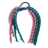 School Hair Accessories School Uniform Hair Tie Curly Ponytail Streamer Girls Hair Tie Pinkberry Kisses Light Pink Misty Turquoise