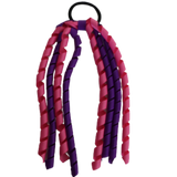 School Hair Accessories School Uniform Hair Tie Curly Ponytail Streamer - Burgundy Base & Top Ribbon Girls Hair Tie Pinkberry Kisses Purple Hot Pink