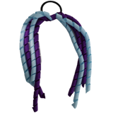 School Hair Accessories School Uniform Hair Tie Curly Ponytail Streamer - Burgundy Base & Top Ribbon Girls Hair Tie Pinkberry Kisses Purple Light Blue