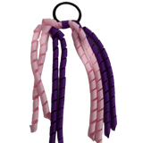 School Hair Accessories School Uniform Hair Tie Curly Ponytail Streamer - Burgundy Base & Top Ribbon Girls Hair Tie Pinkberry Kisses Purple Light Pink