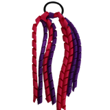 School Hair Accessories School Uniform Hair Tie Curly Ponytail Streamer - Burgundy Base & Top Ribbon Girls Hair Tie Pinkberry Kisses Purple Shocking Pink