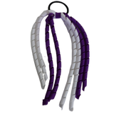 School Hair Accessories School Uniform Hair Tie Curly Ponytail Streamer - Burgundy Base & Top Ribbon Girls Hair Tie Pinkberry Kisses Purple White