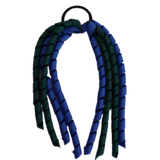 School Hair Accessories Curly Ponytail Streamer - Royal Blue Base & Top Ribbon Hair Tie Pinkberry Kisses School Uniform Hair Tie Royal Blue Hunter Green