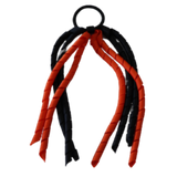 School Hair Accessories Curly Ponytail Streamer - Black Base & Top Ribbon Hair Tie Pinkberry Kisses Black Autumn Orange 